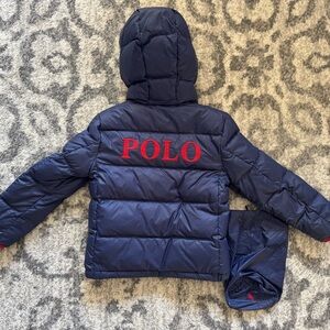 Polo Navy Puffer Jacket with Red Logo
